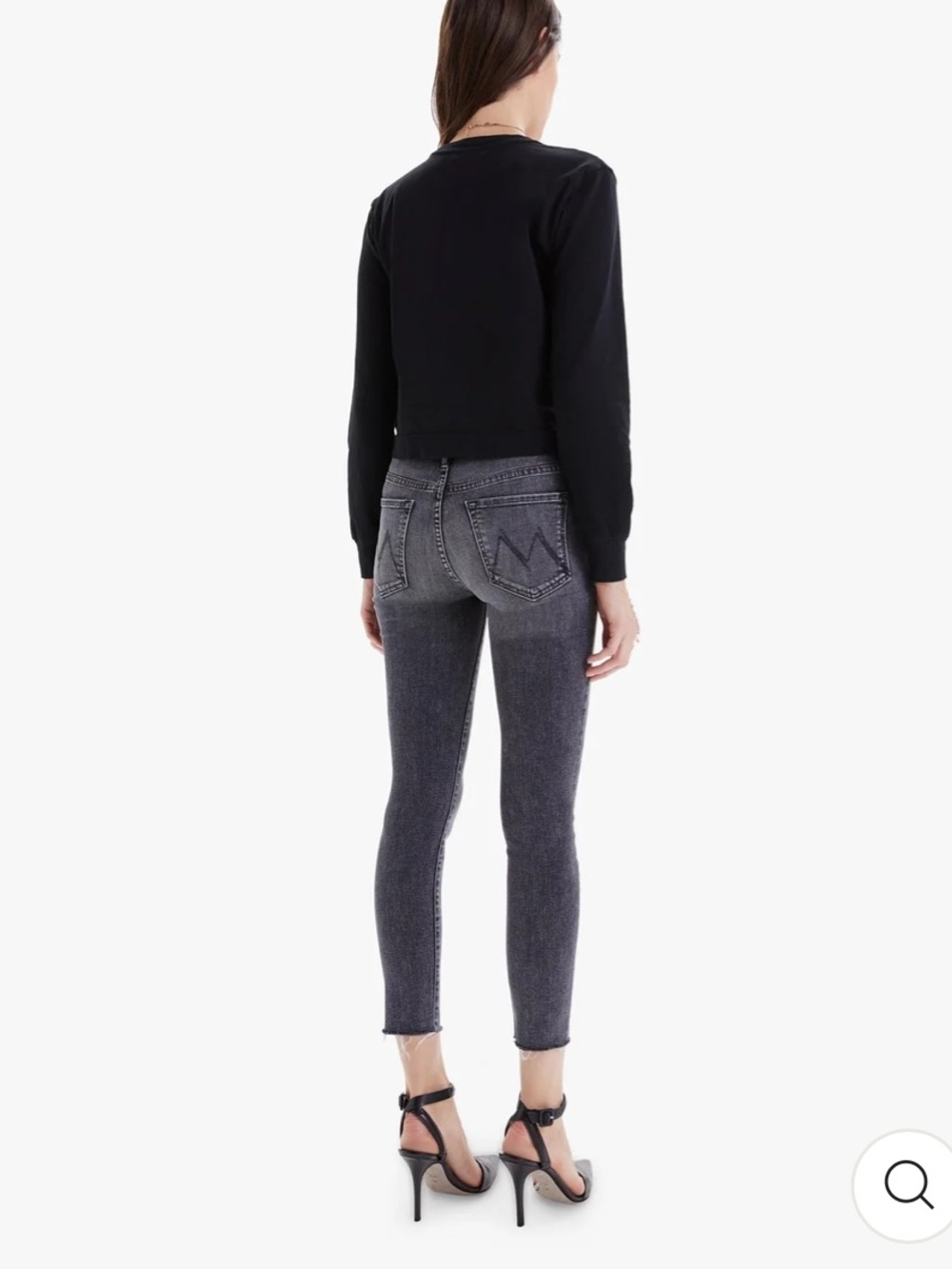 Mother The Stunner Ankle Fray Jeans Night Garden Black Gray Size 26